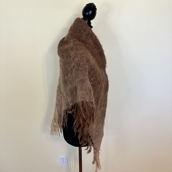 Vintage Womens Montrose Mohair Wool Shawl Fringe Sweater Brown 1960s - Picture 8 of 8